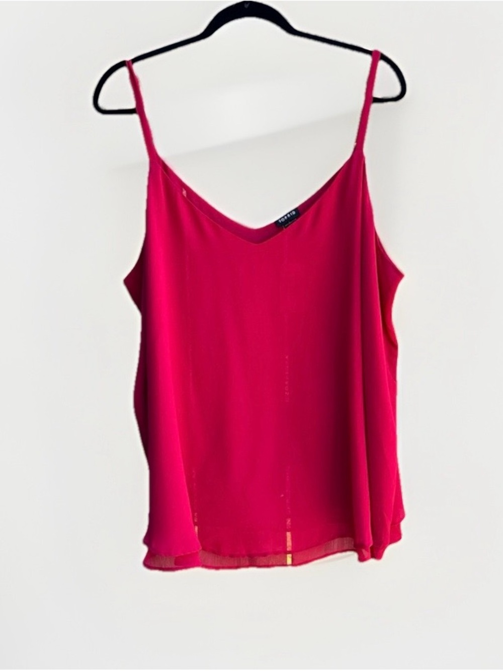 Torrid‎ Sunwash Raspberry Chiffon Double Layer Cami Pink V-Neck Tank Size 3 NEW